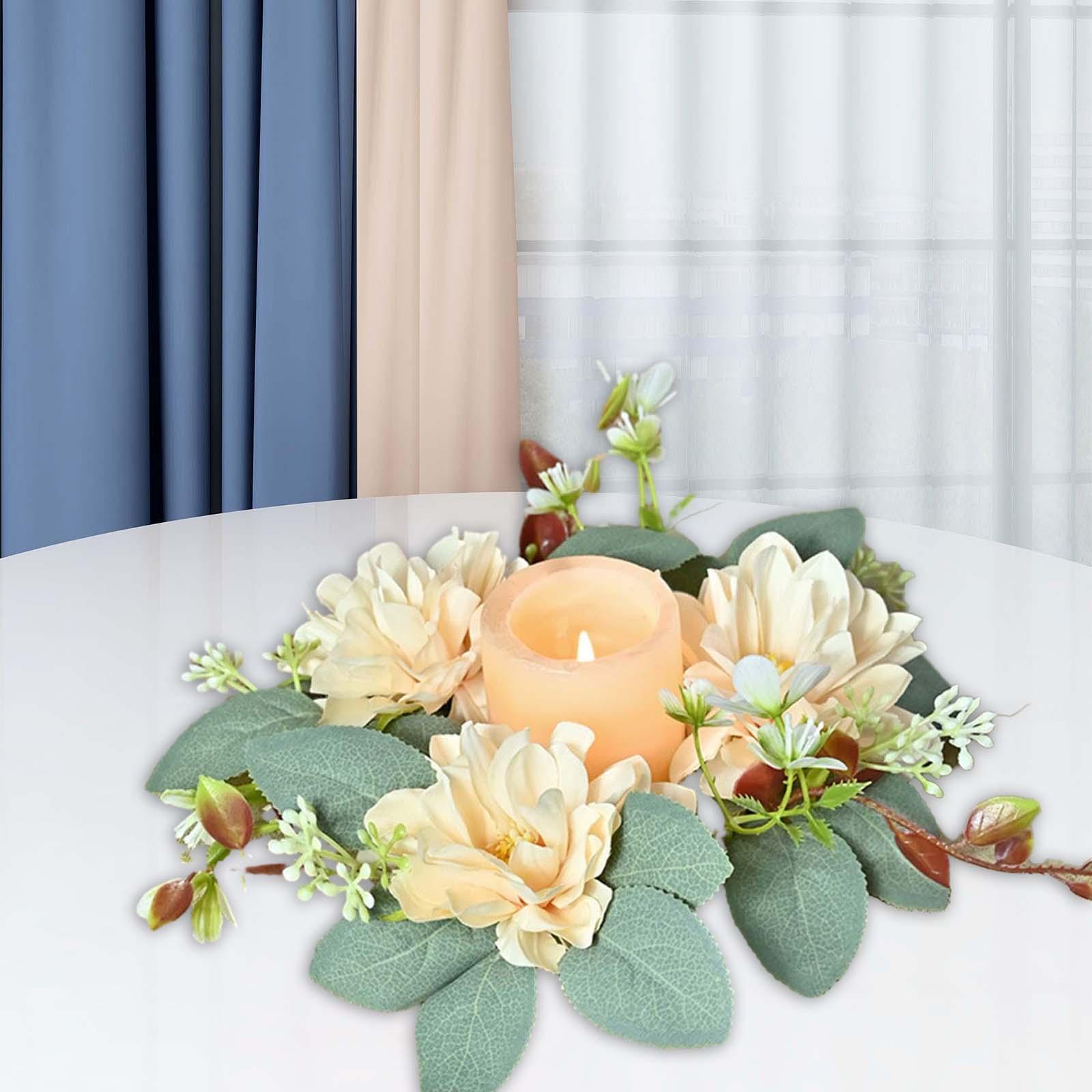 Christmas Candle Ring Wreaths Small Artificial Wreaths for Home Winter champagne