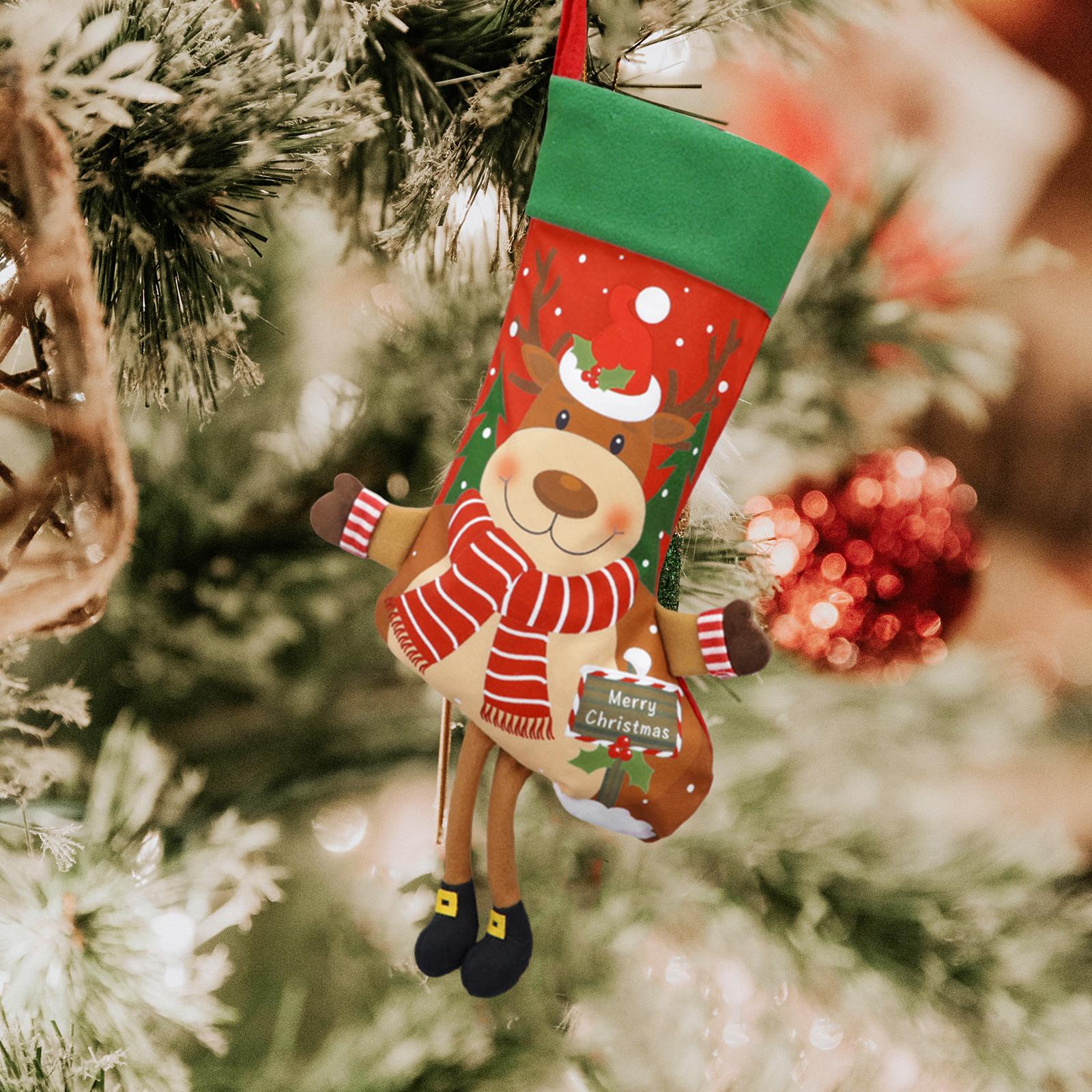 Christmas Stocking Xmas Hanging Stocking for Party Supplies Season Fireplace Reindeer