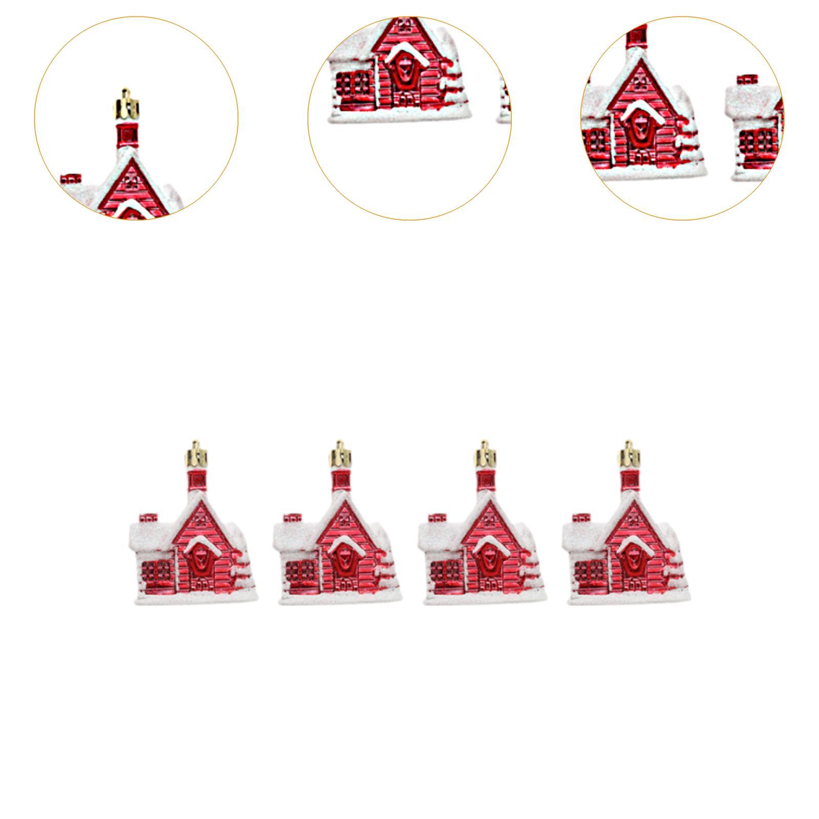 4Pcs Christmas Tree Ornament Gift Pendant for Holiday Farmhouse  Red
