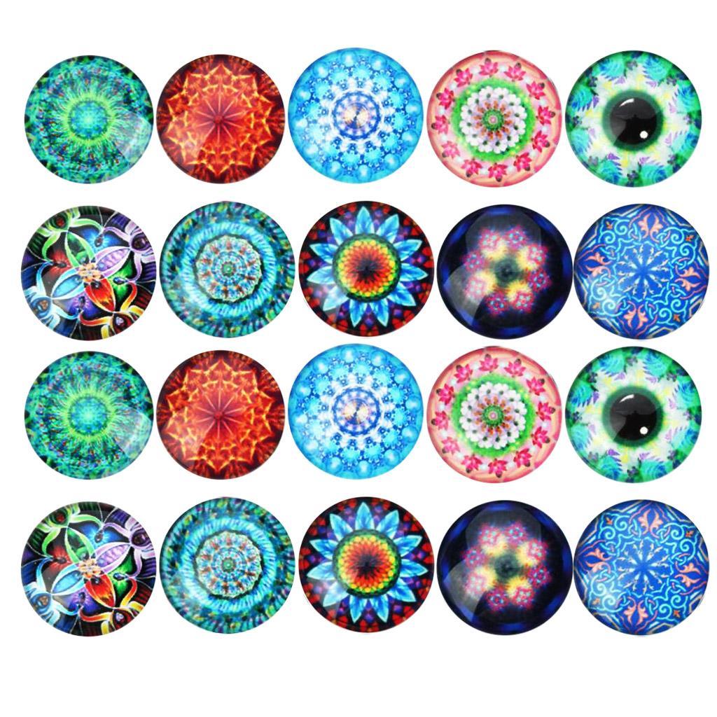 20pcs Mixed Printed Half Round Dome Glass Cabochons for Jewelry Making ...