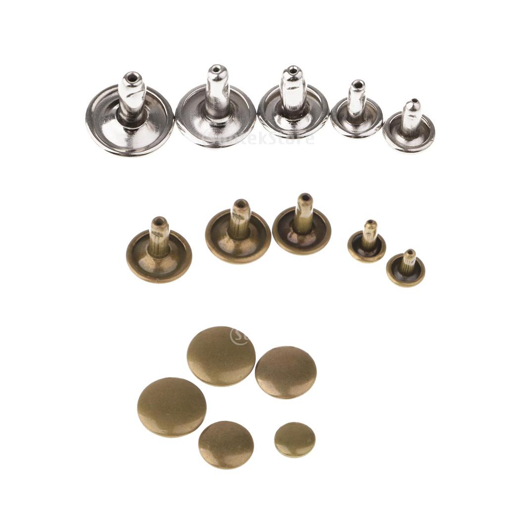 100 SET TUBULAR RIVETS DOUBLE CAP 6MM/8MM/9MM/10MM CAP LEATHER CRAFT ...