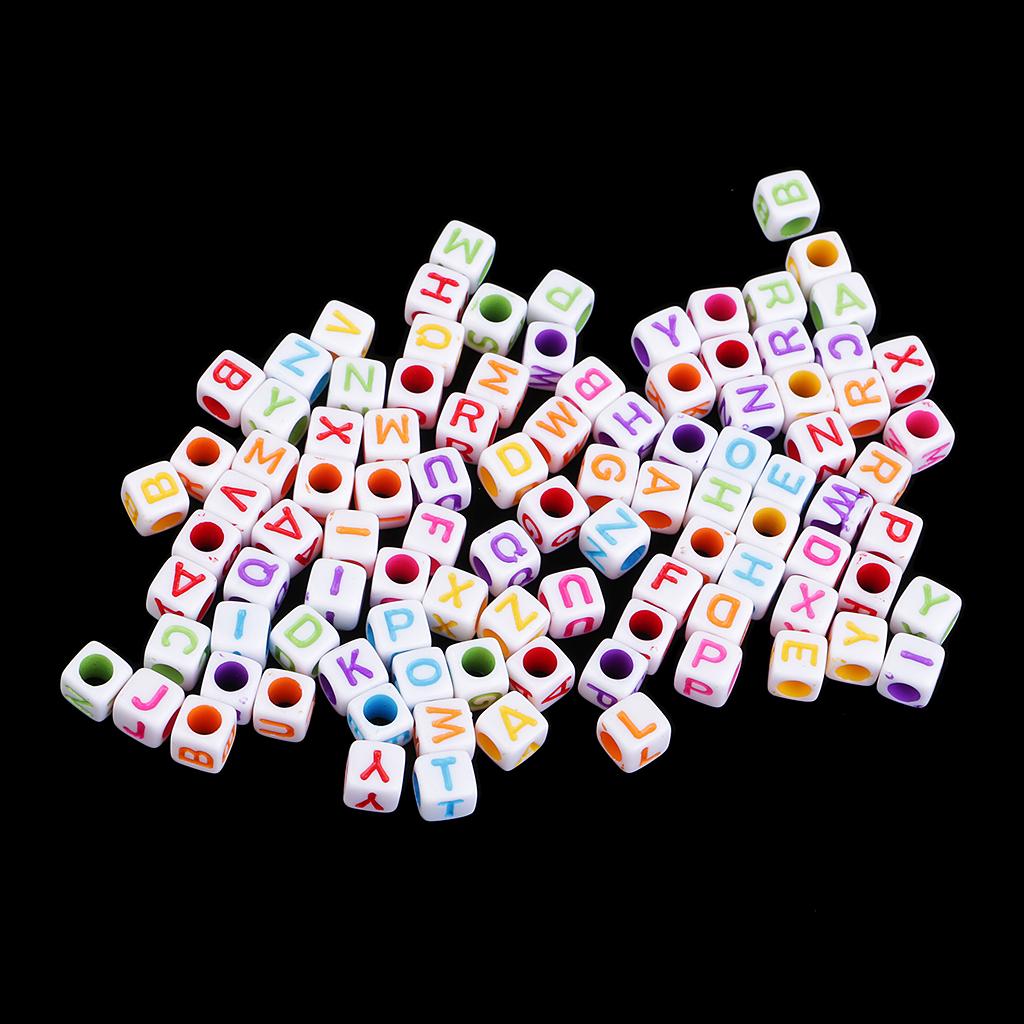 3x100 Pieces Cubed English Alphabet Beads for Children Educational Toy Beads