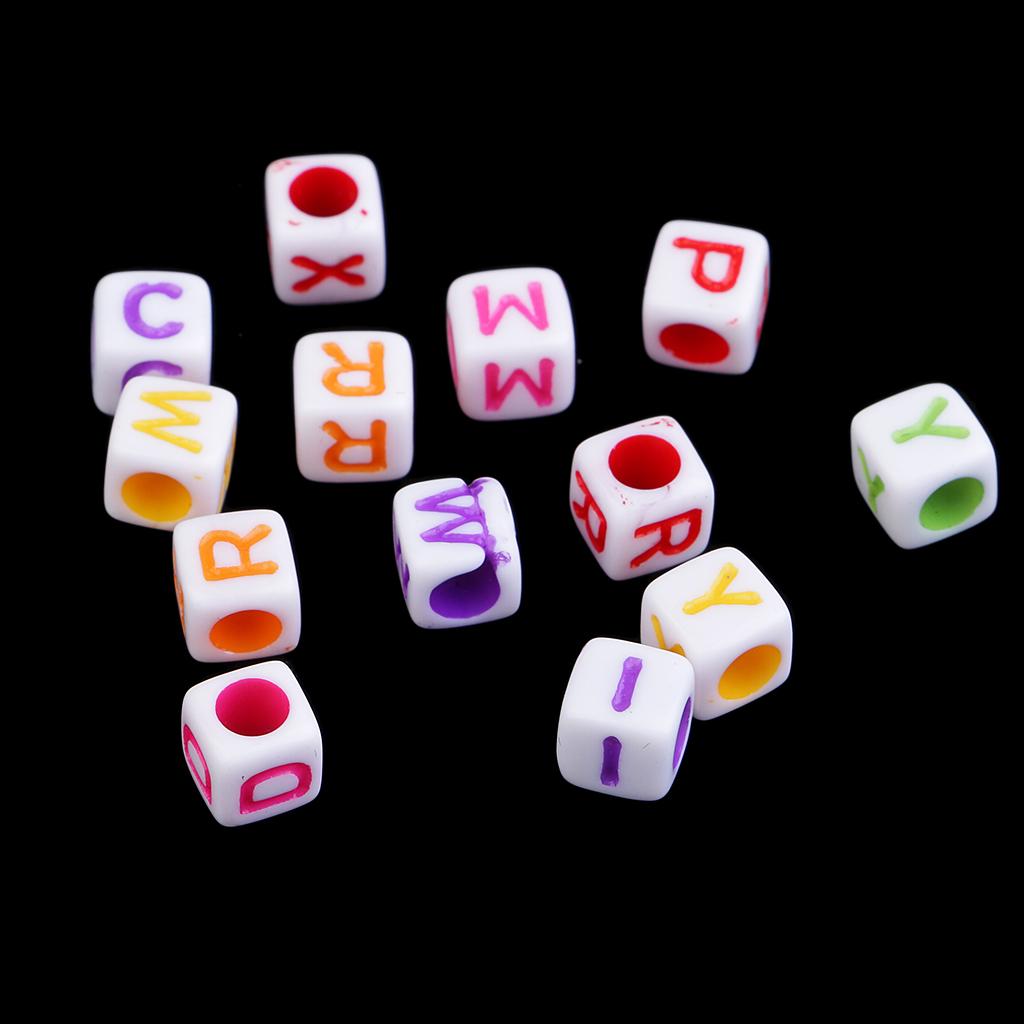 100pcs Cubed Uppercase Alphabet Beads DIY Word Message Kids Jewelry Beads