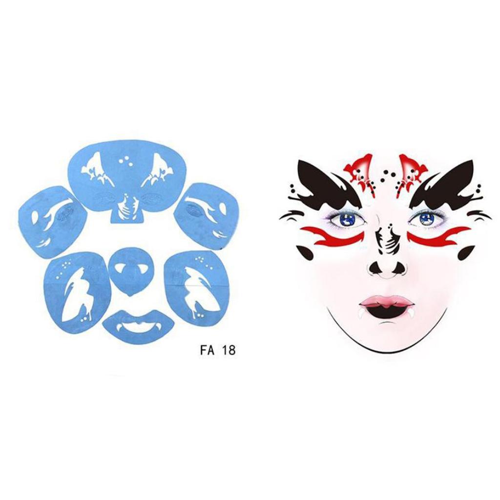 Reusable Stencils Face Paint Stencil Template Fancy Dress Make Up Tools FA18