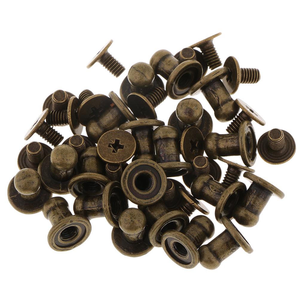 20pcs round head mini Screw Rivets fastener leather craft stud button bronze