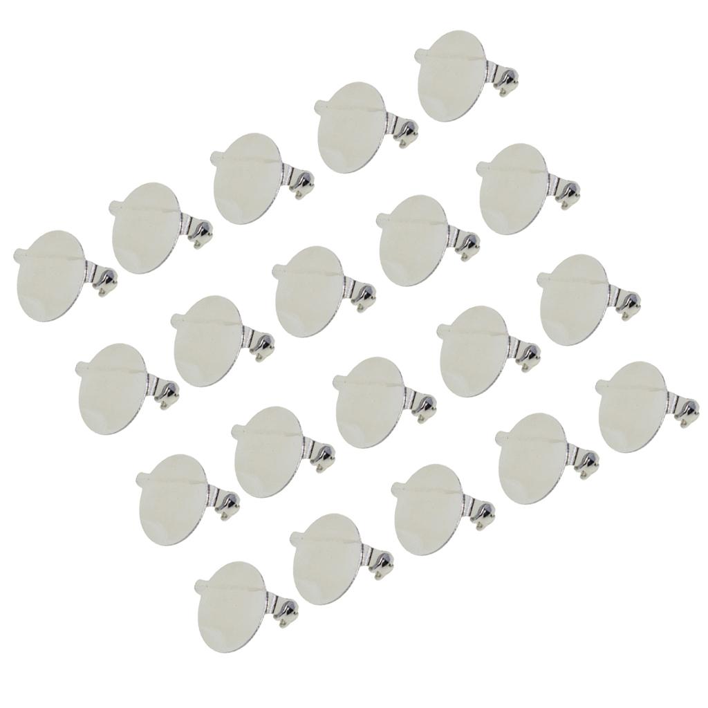 20 Pieces Round Brooch Base Blank Tray Safety Pins Silver