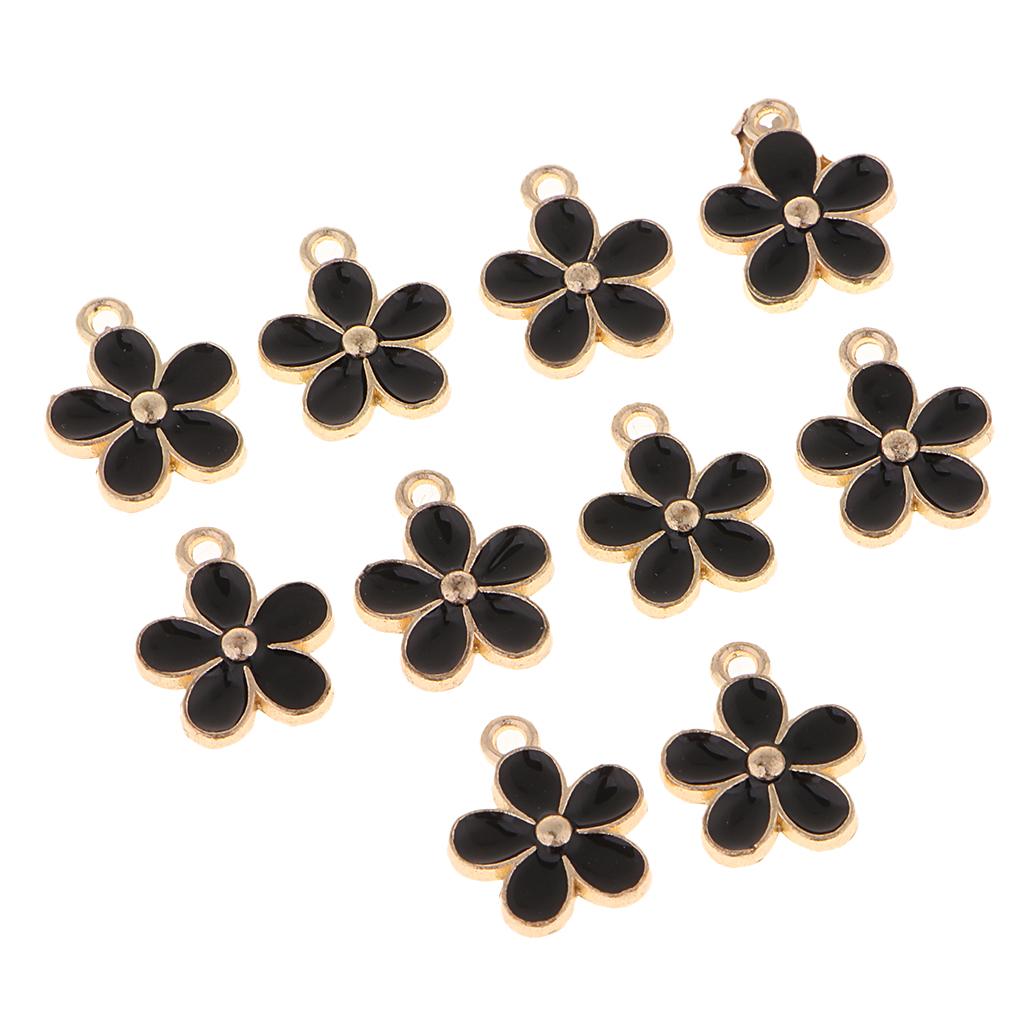10x Enamel Charms Pendant Gold Flower Jewelry Making Bulk Wholesale