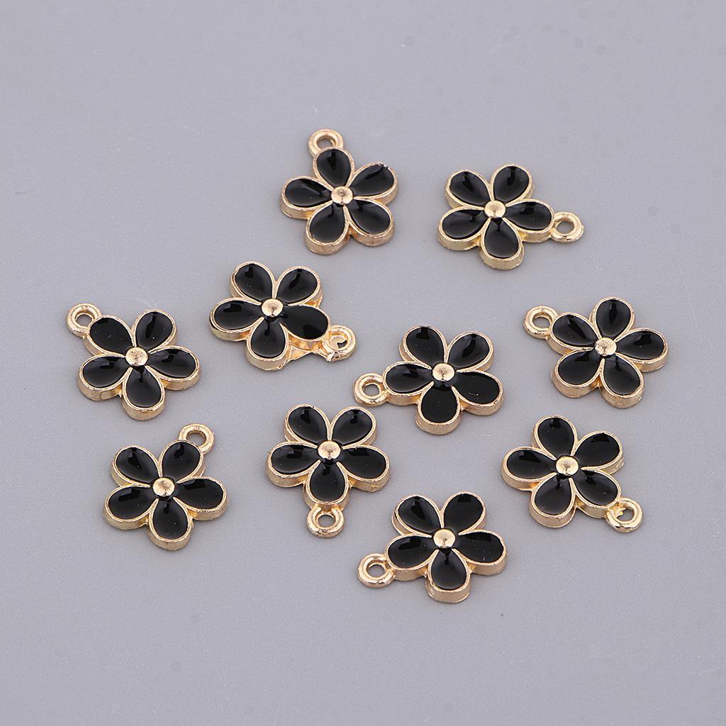 10x Enamel Charms Pendant Gold Flower Jewelry Making Bulk Wholesale