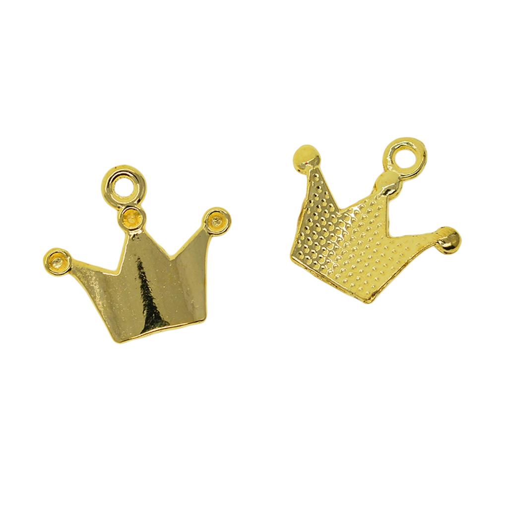2x100Pcs Golden Plated Crown Charms Pendants Fit Bracelet DIY Jewelry Crafts