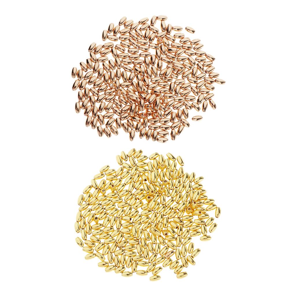 100Pieces Metal Oval Loose Spacer Beads Jewelry Making 18K Golden