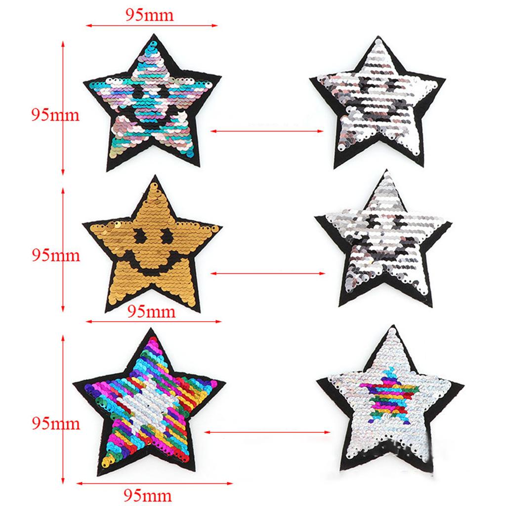 4x3pcs sparkling sequins star patch glitter applique sewing decals B 100x100mm