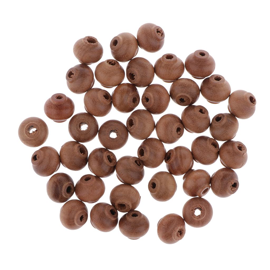 40pcs lantern shape wooden loose spacer beads for bracelets DIY  Coffee 