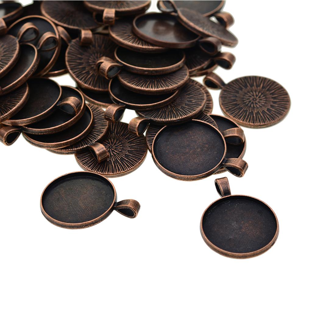 Pendant Blank Cabochon Base Setting Trays DIY Jewelry Making Red Bronze