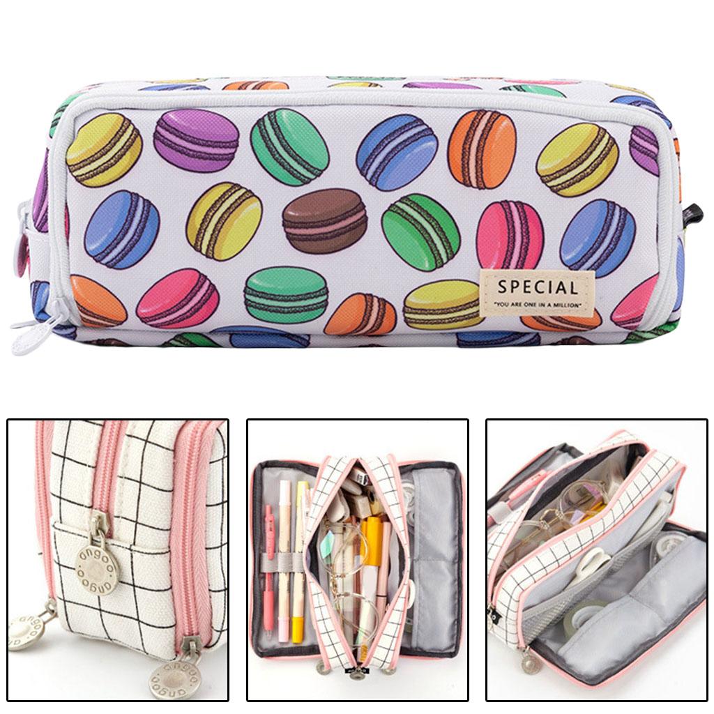 Canvas Pencil Case Pen Bag Stationery Box for Students  Macaron