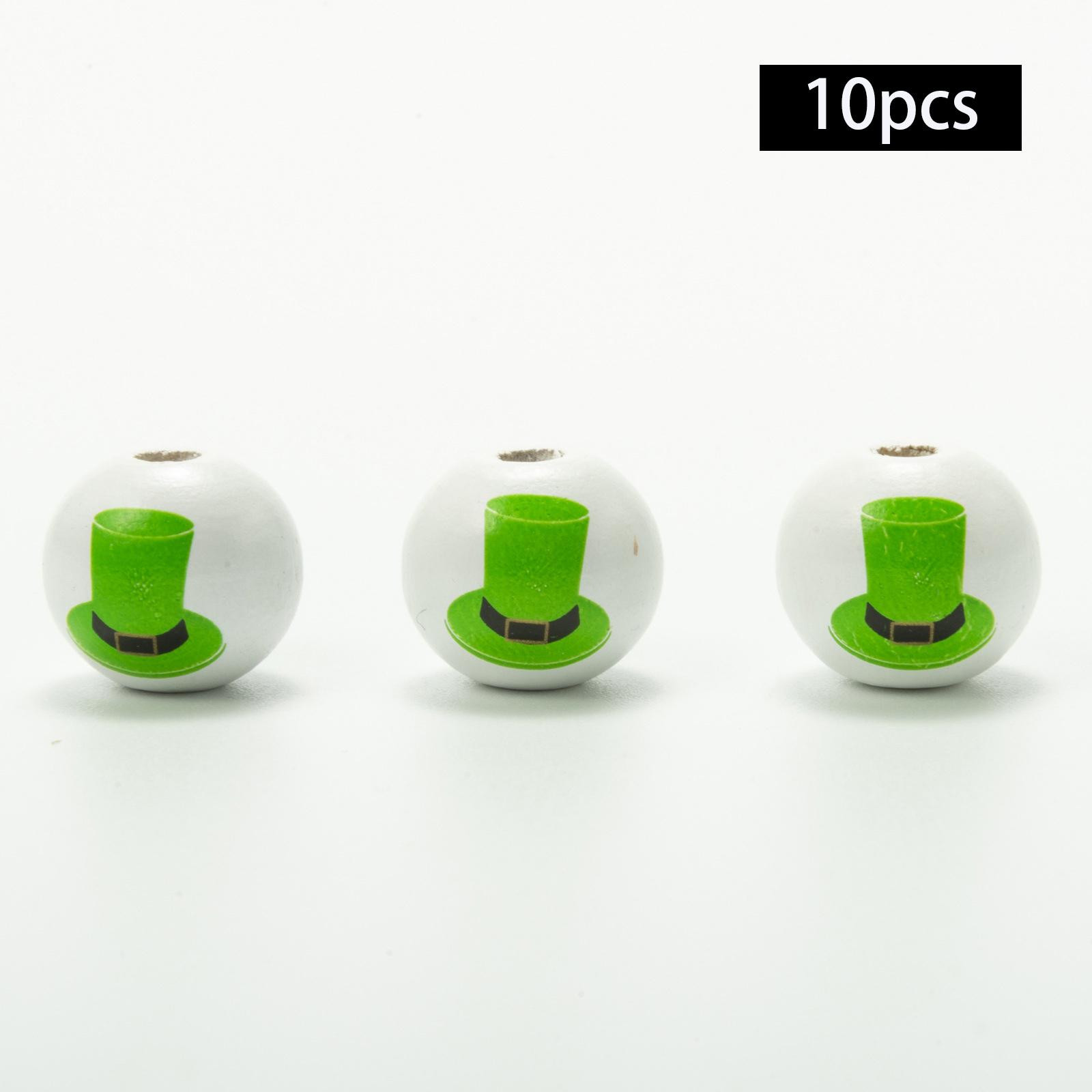 10Pcs ST. Patrick’S Day Wooden Beads smooth Polished for Handicrafts