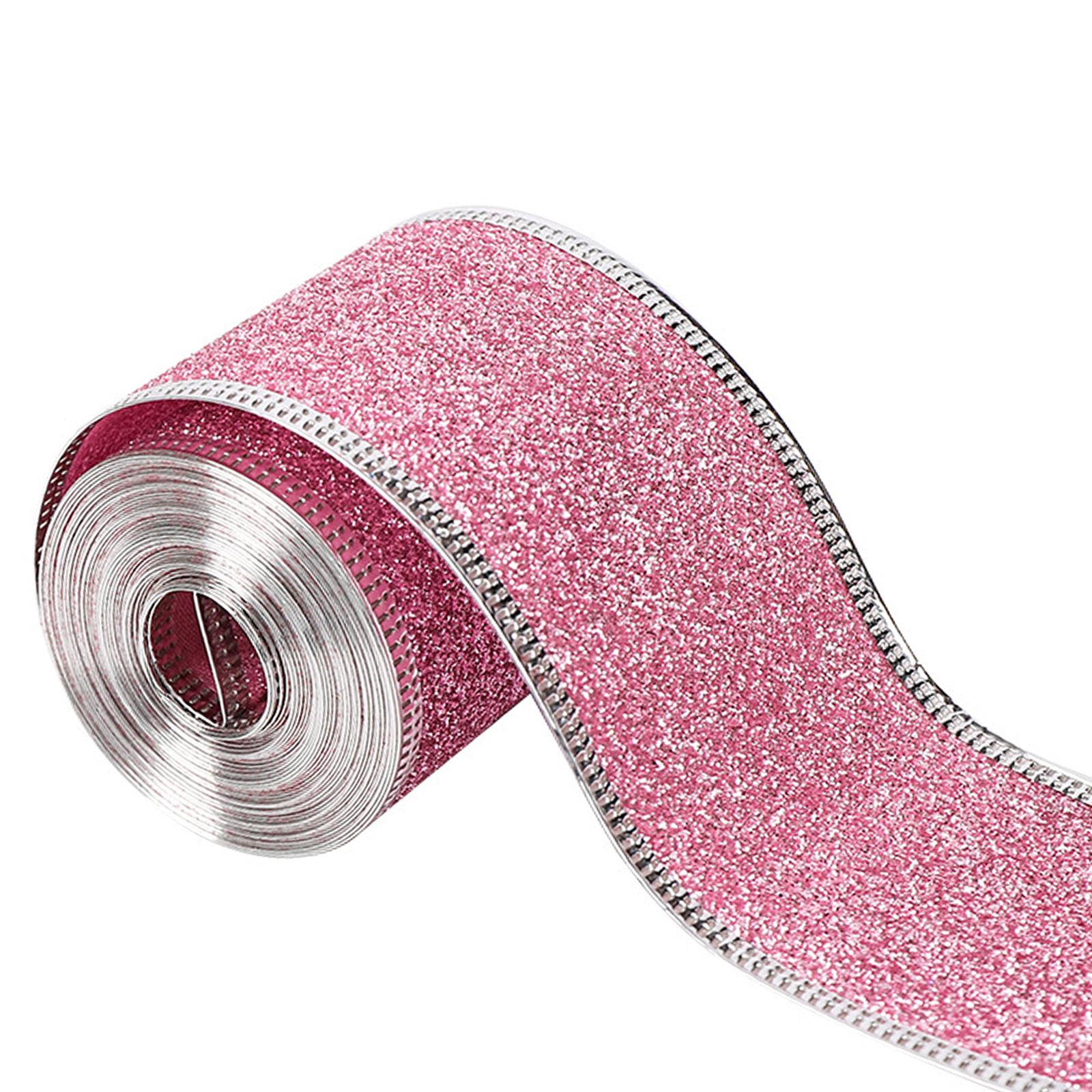 Christmas Wired Edge Ribbon Pink