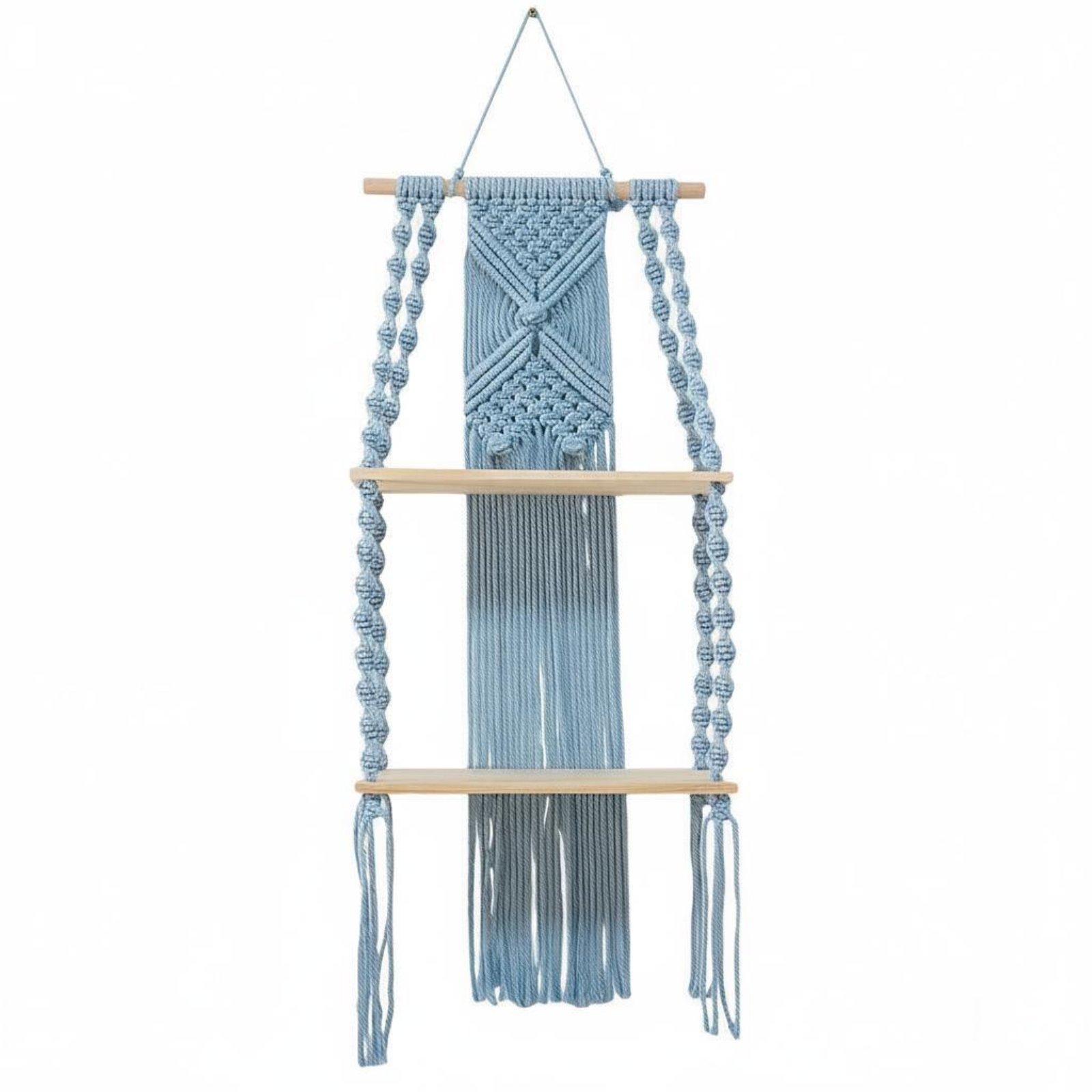 Macrame Hanging Shelf Blue