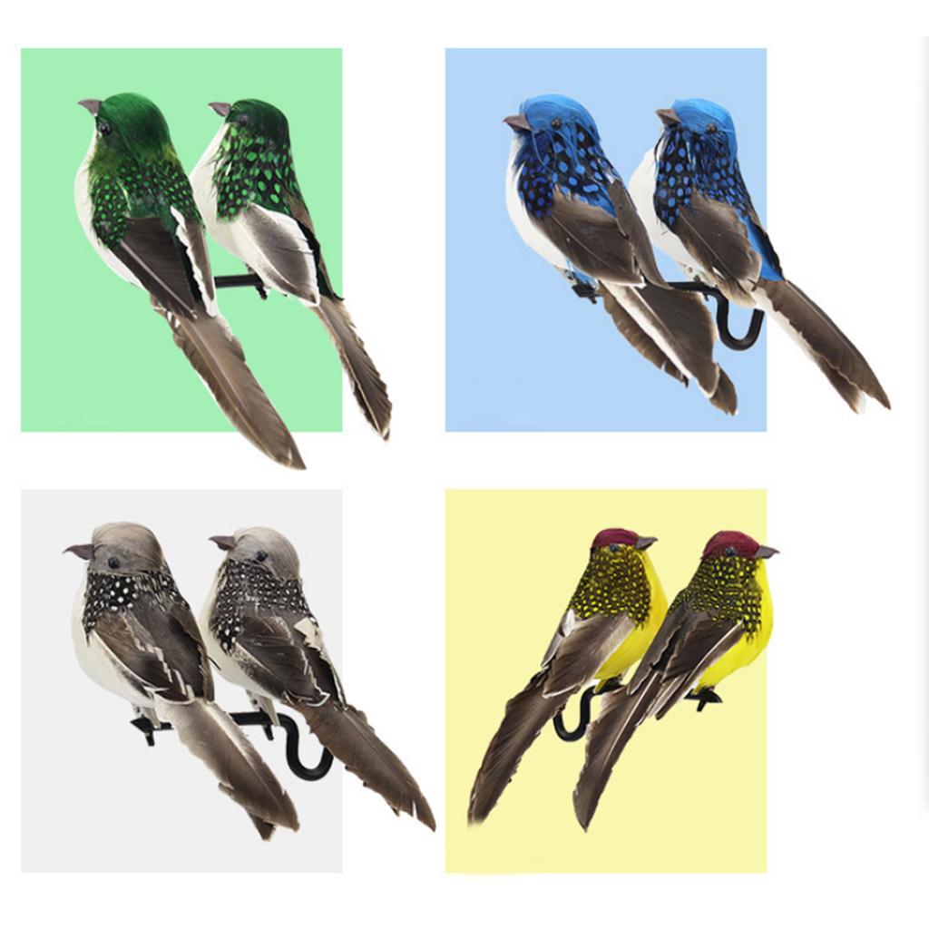 1pcs Artificial Feathered sparrow Bird Clip Fake spadger Bird  Green