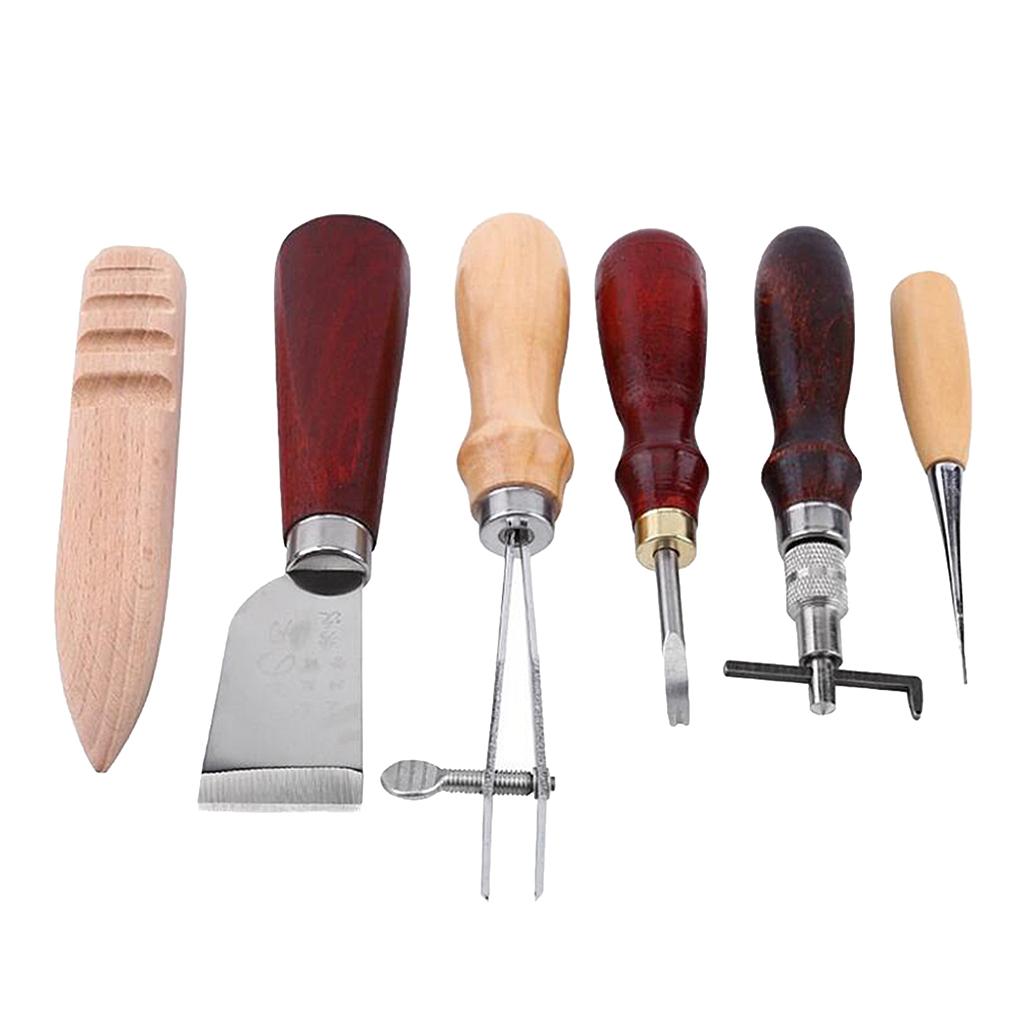 6Pcs Professional Leather Craft Tool Kit Edge Punching Cutting Leathercraft