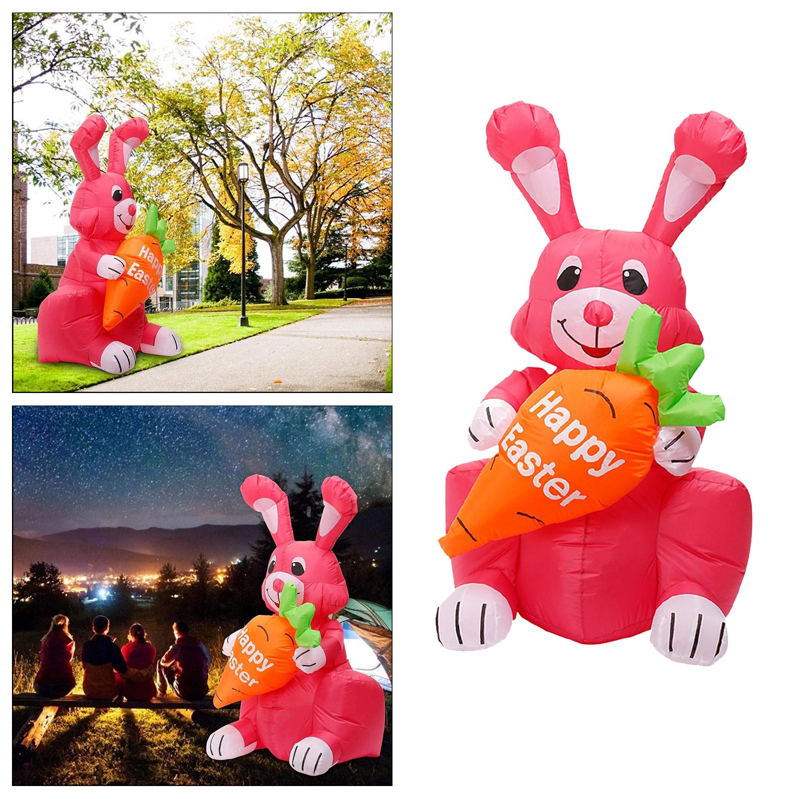 US Plug Inflatable Easter Bunny Luminous Rabbit Model Holiday Toy C 120cm