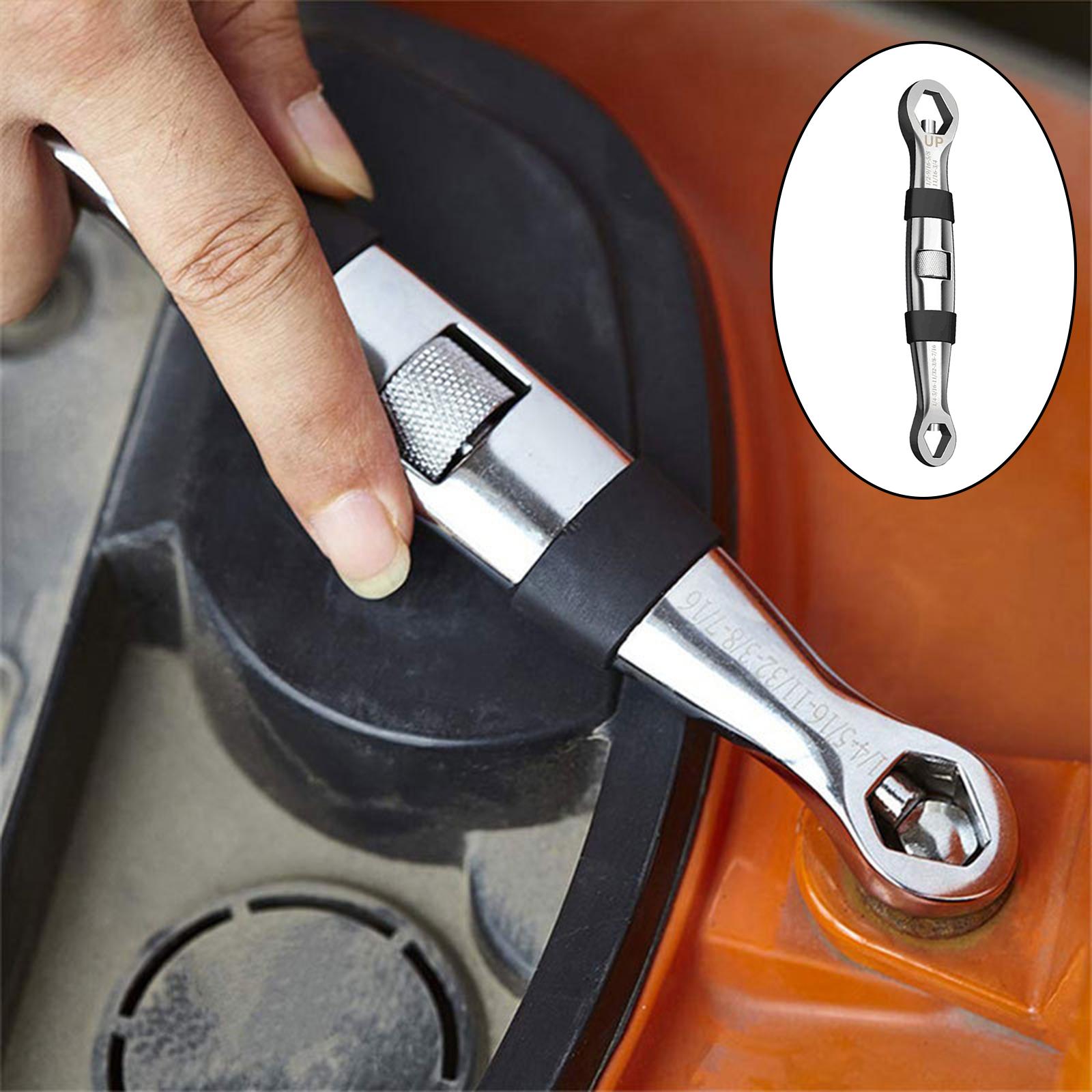 Double Box End Universal Ratcheting Wrench Durable Home and Car Repair