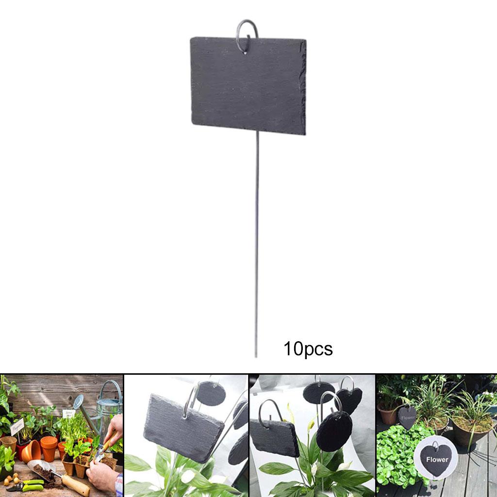 Weatherproof Plant Labels Slate Gift 10Pcs House Natural Hanging for Trees Rectangle