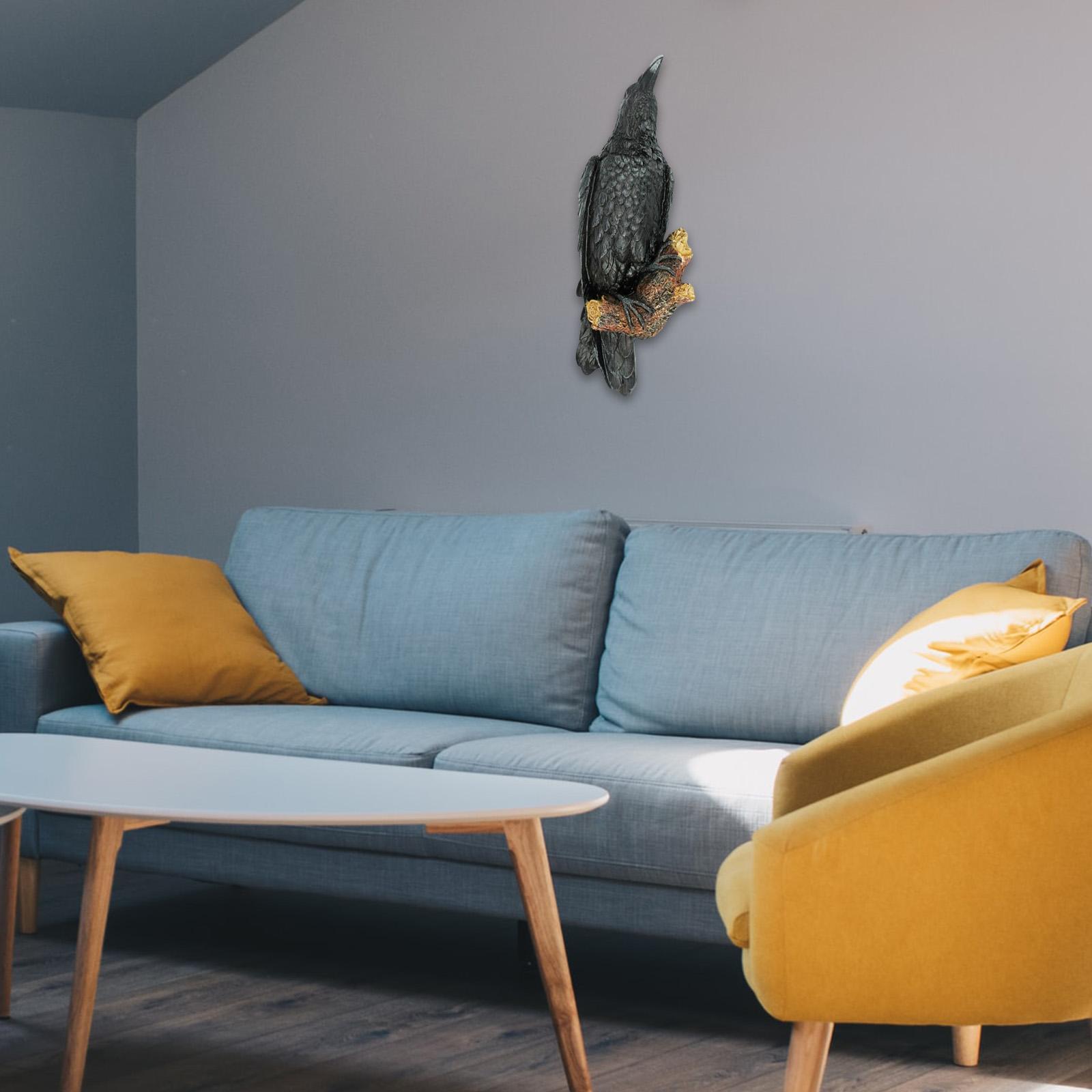 Resin Crow's High Wall Statue Ornament Sculpture Resin Craft Wall Hanging