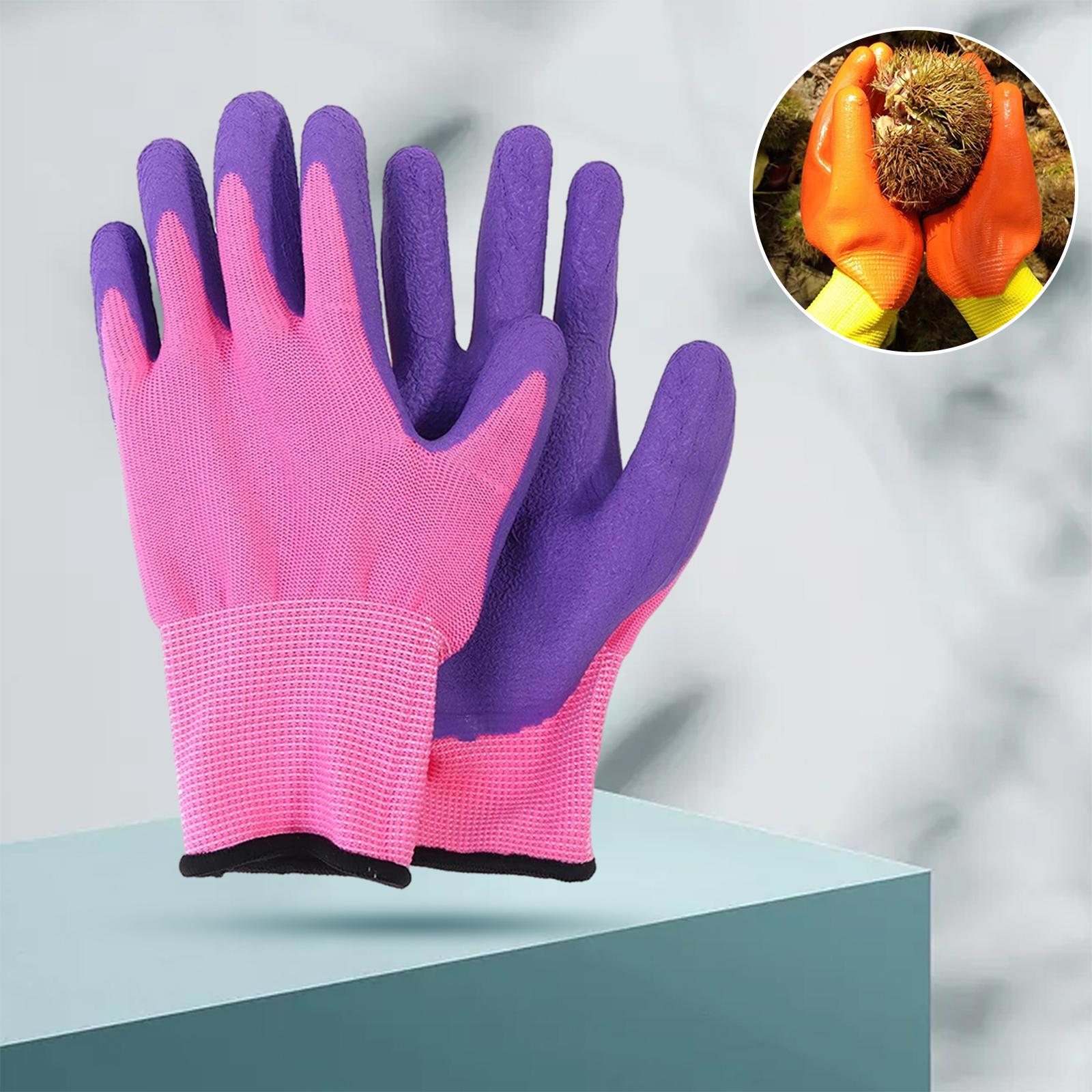 Kids Gardening Gloves DIY Painting Gloves Rubber Coated Palm Hand Protection for 8 to 12 Ages D
