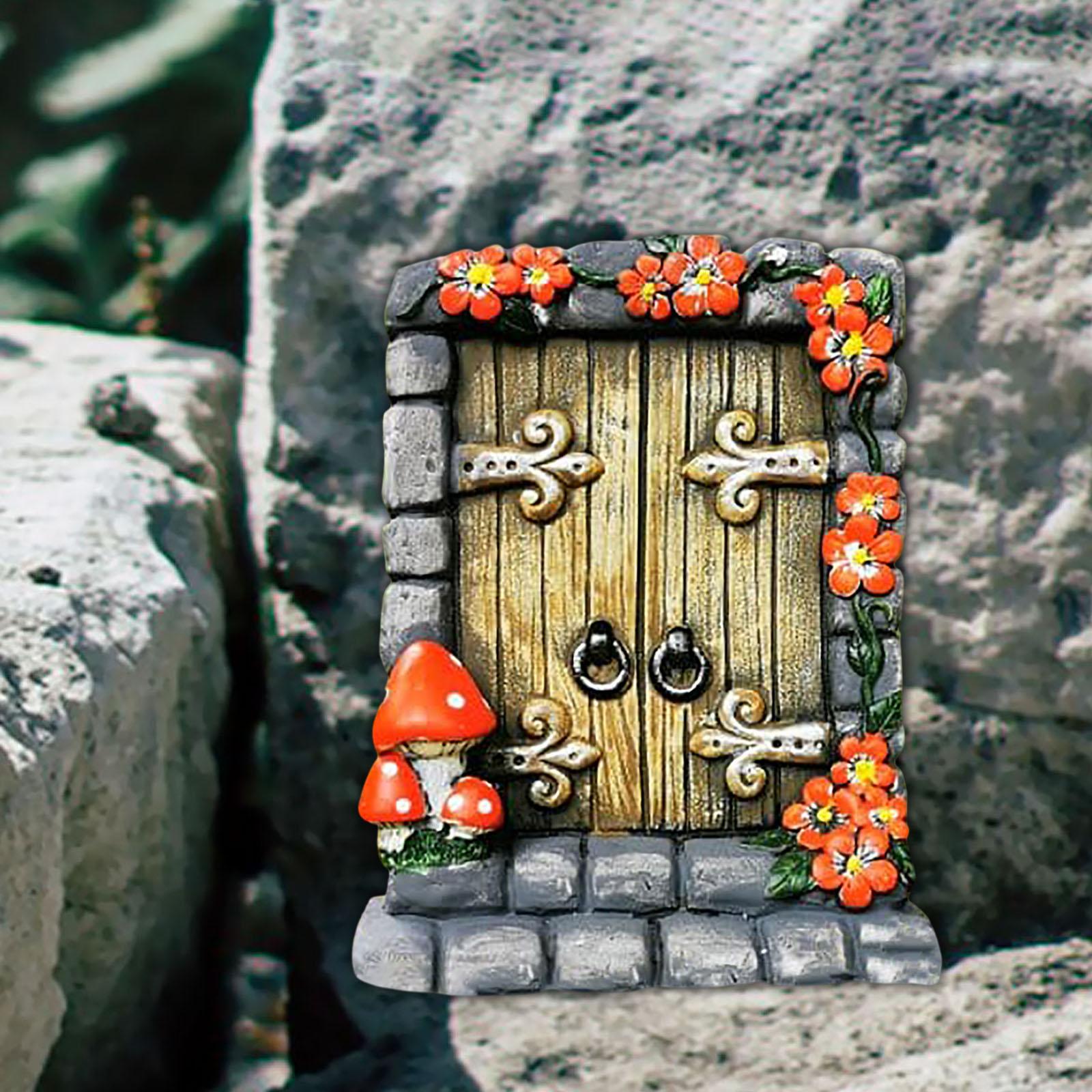 Fairy Tales Garden Wood Door Statue DIY Crafts Durable Micro Landscape Decor Style I