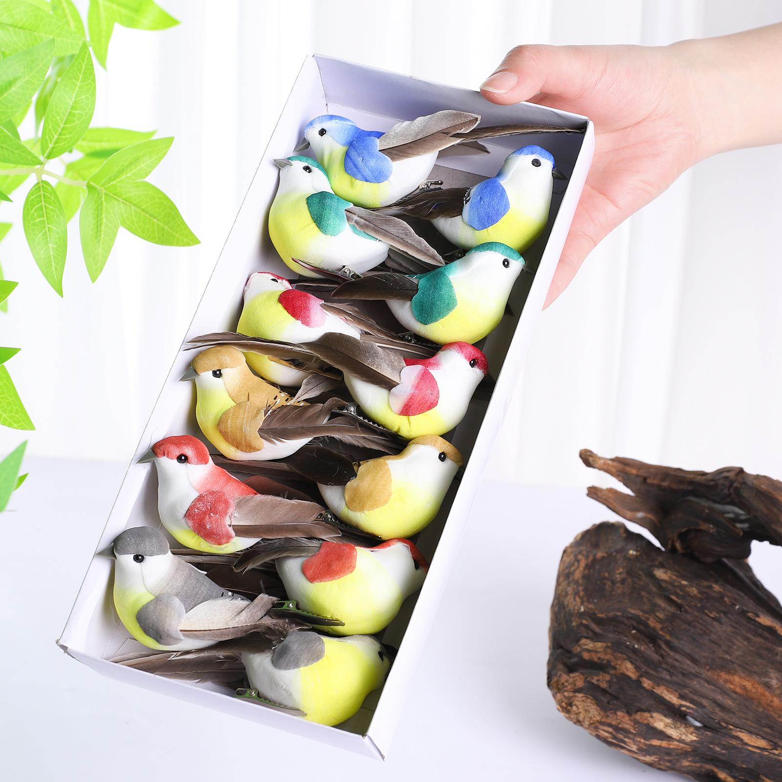 12Pcs Bird Decor Animal Sculpture Bird Sculpture for Outside Patio Courtyard