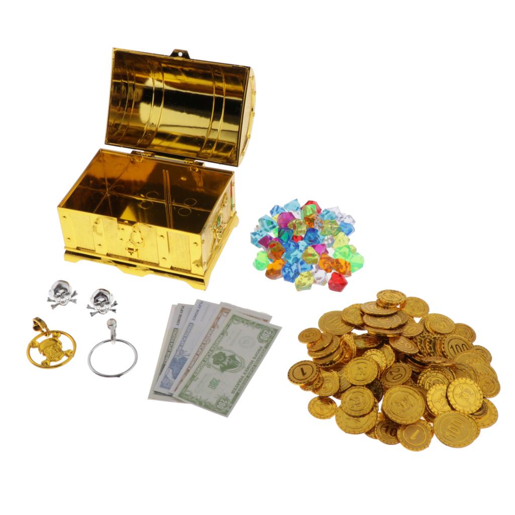 2pcs Pirate Toy Box Storage Chest Bedroom Childrens Playroom Kids Play Treasure 