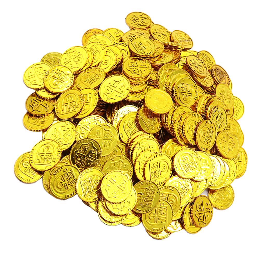 100 Pcs Plastic Pirate Treasure Coins Party Bag Fillers Toys Play Money ...