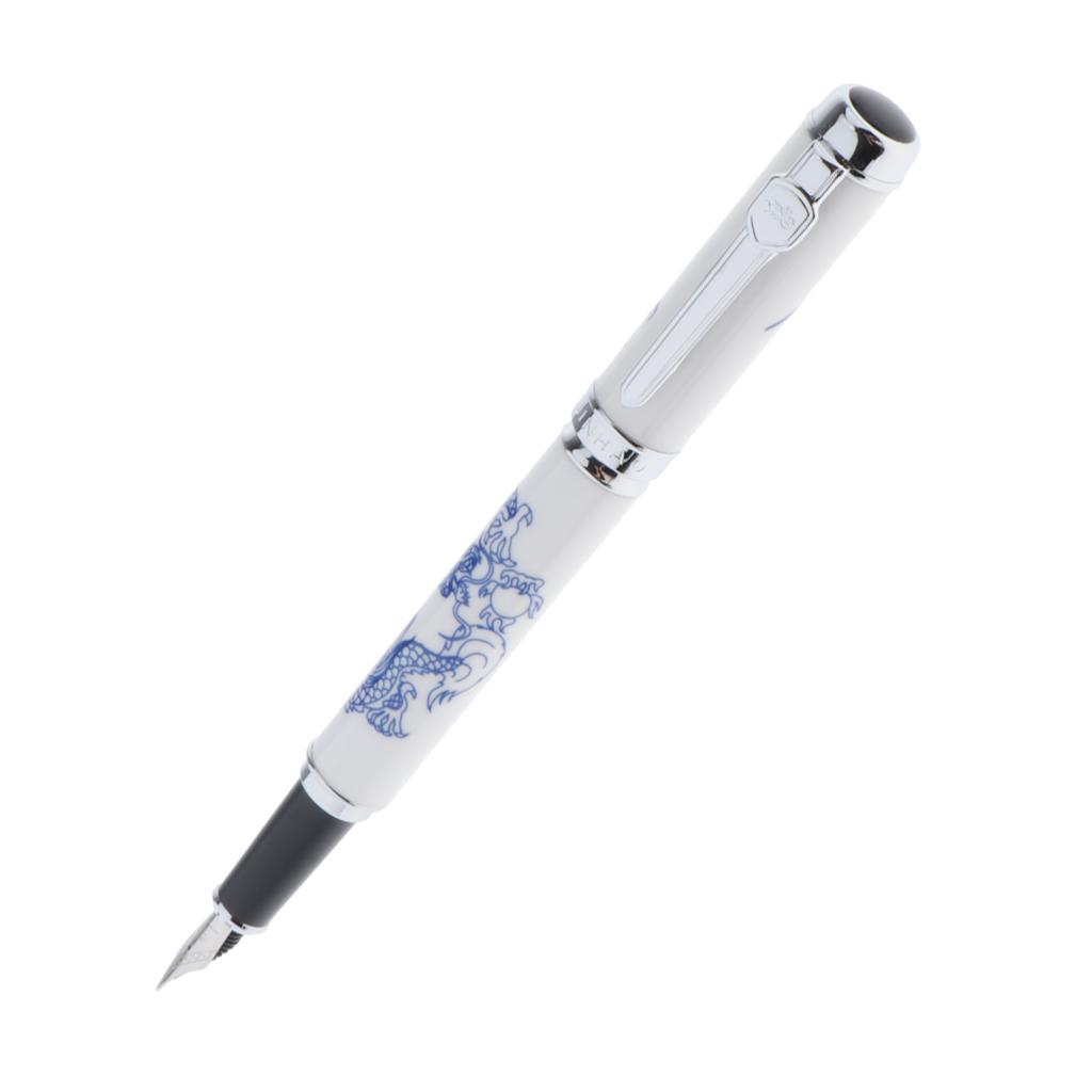 Luxury Blue-white Porcelain Fountain Pen Smooth Elegant Writing Calligraphy 