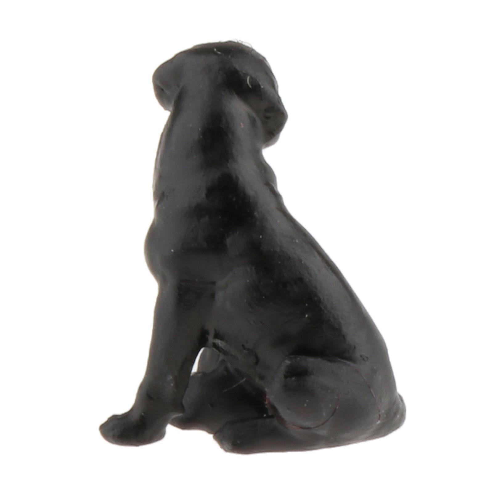2x1/64 Miniature Dog  Mini Figure Doll Street Scene Model StyleA Black