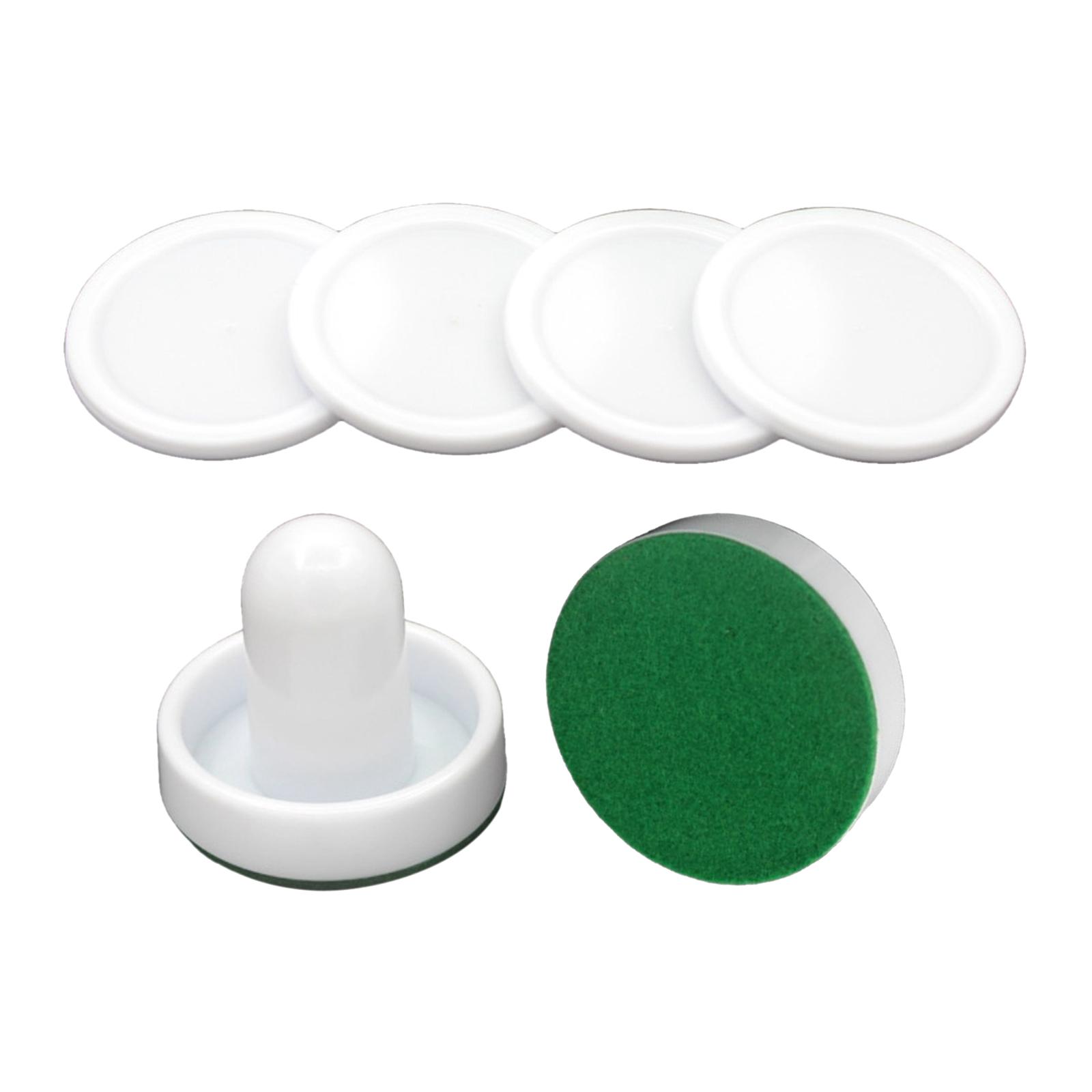 2PCS Plastic Air Hockey Pushers and 4PCS Pucks Replacement for Game Tables White