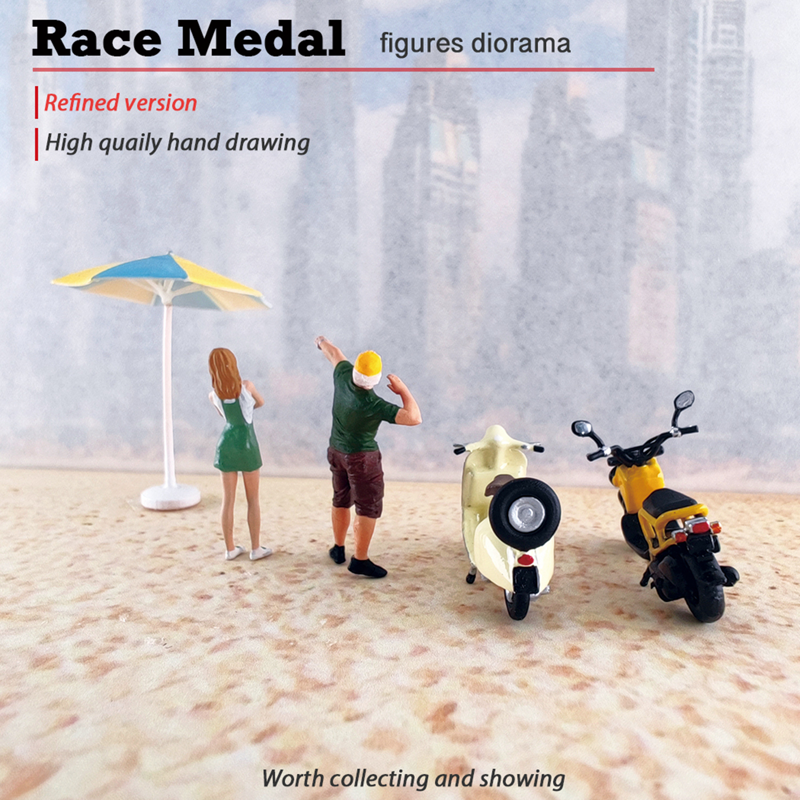 1:64 Figure Collectible Street Dance Doll Micro Landscape DIY Project green