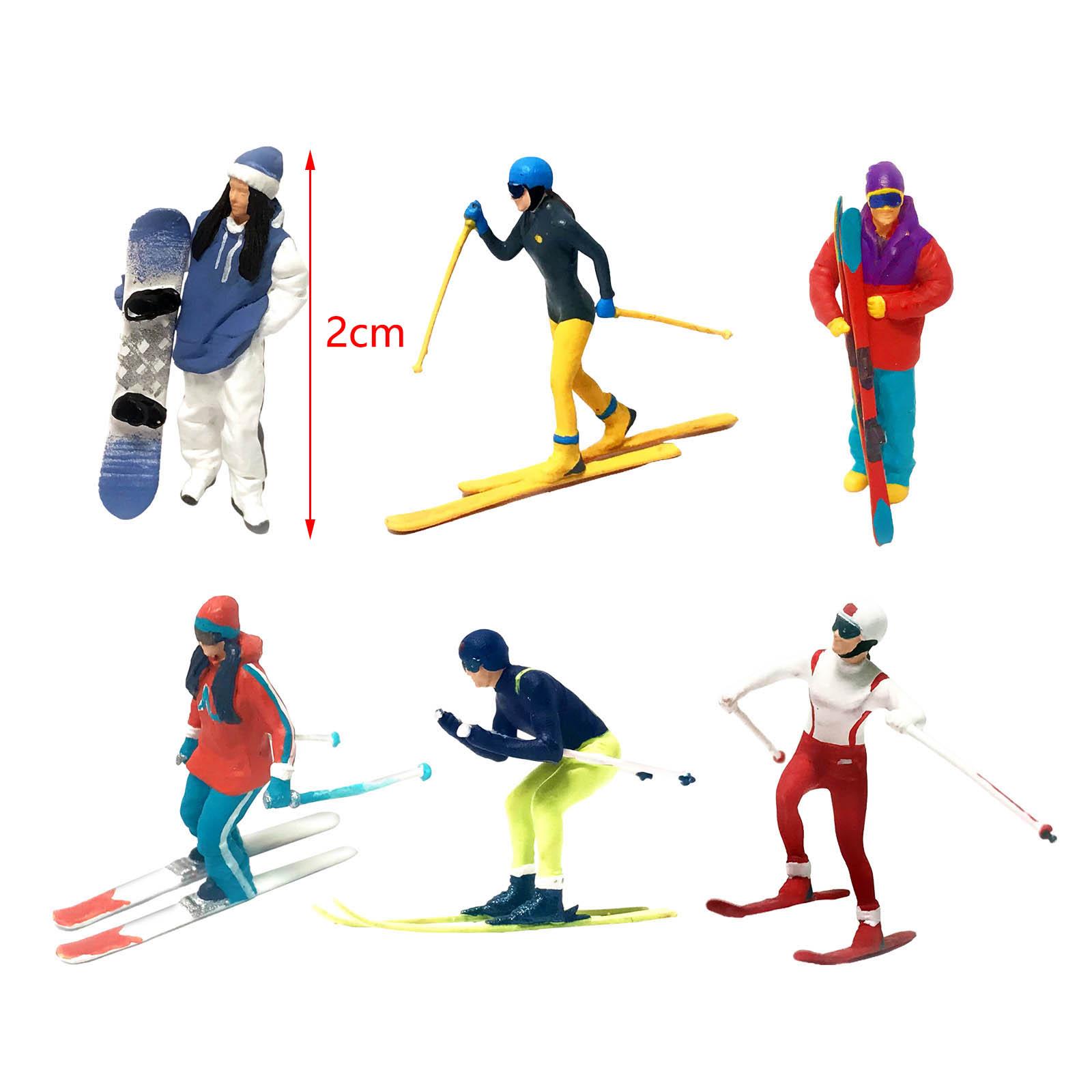 3x Resin 1/87 Skiing Figures Scenery Figure Scenes Accessories 