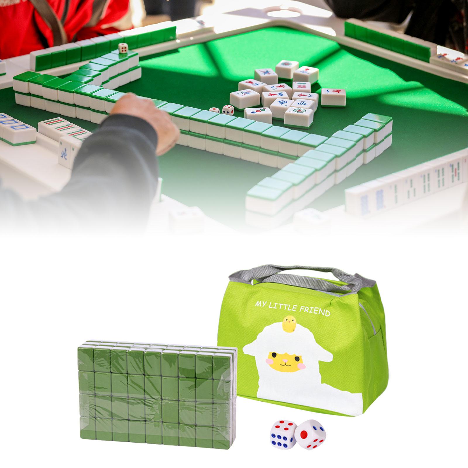 Travel Mahjong Set with Bag Strategy 24mm Portable Traditional Entertainment Green