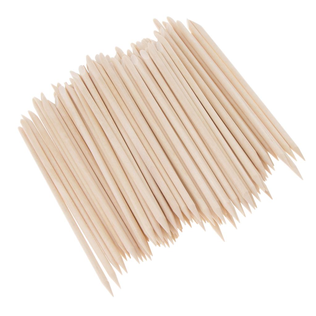 5x100 Pieces Nail Art Orange Wood Stick Cuticle Pusher Remover Manicure Tool 