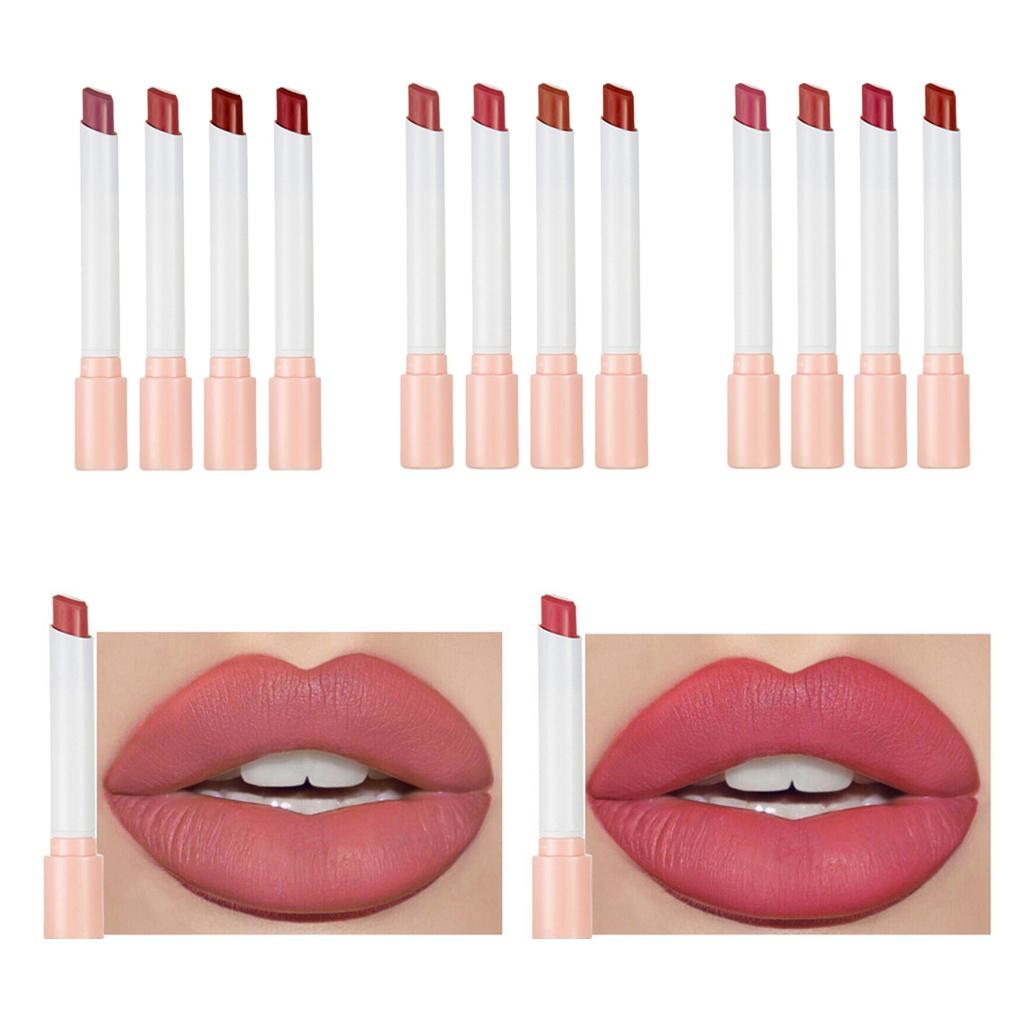 4pcs Moisturizing Matte Lipstick Set Waterproof Makeup Smooth Lip Sticks Red