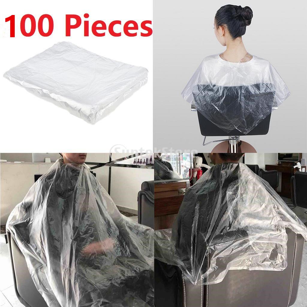 100 Pcs Waterproof Disposable Hair Cutting Cape Gown Hairdresser Apron+Comb