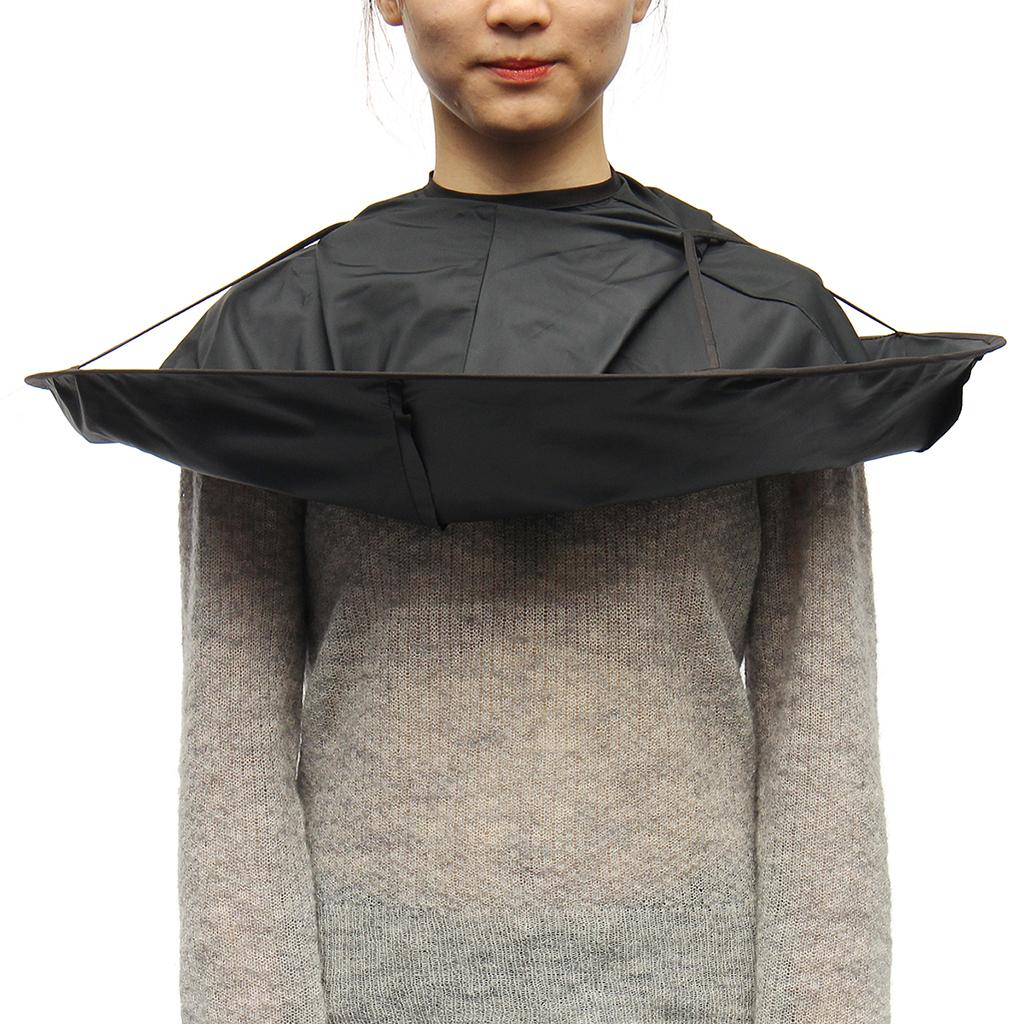 Pro Hair Cutting Cape Hair Catcher Hairdressing Umbrella Cloak Kit Black
