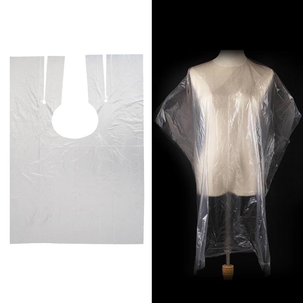 50 Pcs Waterproof Disposable Hair Cutting Cape Gown Hairdresser Apron+Clips