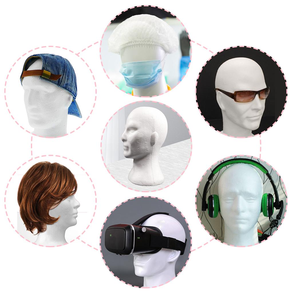 Male Styrofoam Mannequin Head Manikin Head for Hat Glasses Hairpiece Display