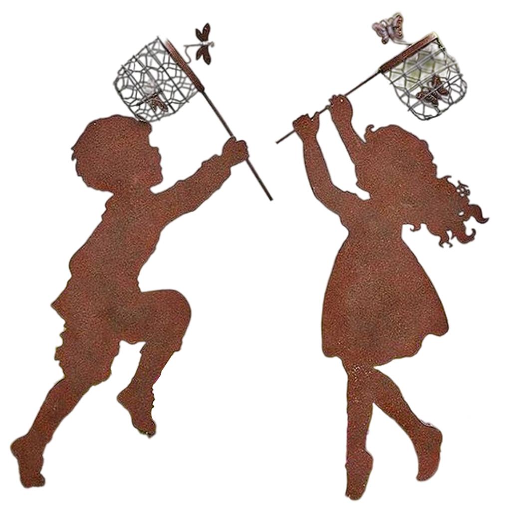 Metal Handmade Silhouette Statue for Garden Backyard Lawn Gifts Boy