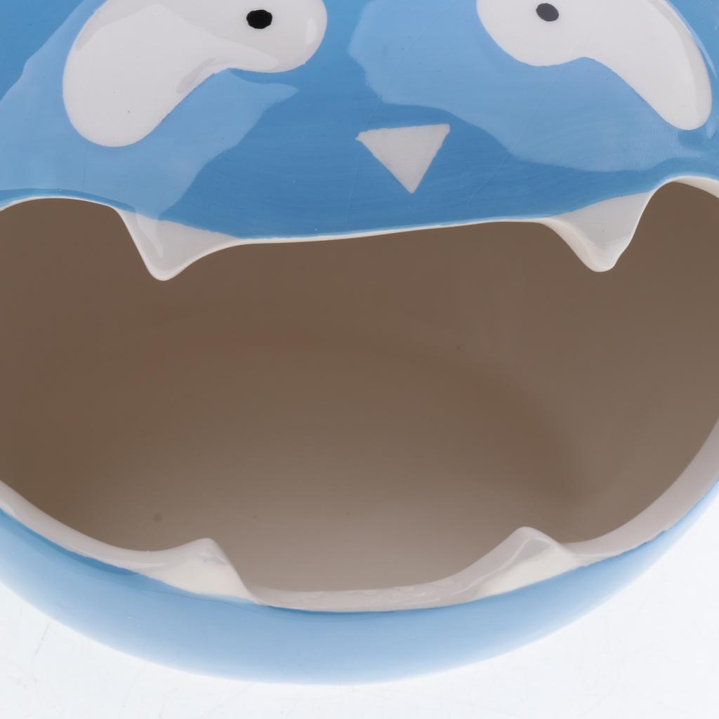 Lovely Cat Shape Ceramic Hamster Bedding Hideout Nest Chinchilla Cage Blue 