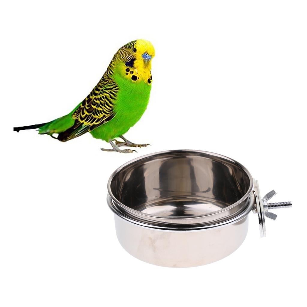 6xBirds Squirrels Parrot Cages Feeder Pet Stainless Steel Food Water Bowl S