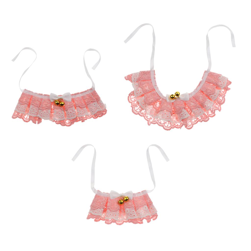 Pink Pet Lace Scarf Accessories Adjustable Collar Wedding Neckerchief  XS