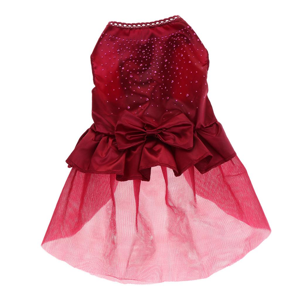 Puppy Dog Layered Princess Dress Doggies Spring Summer Clothes Red L