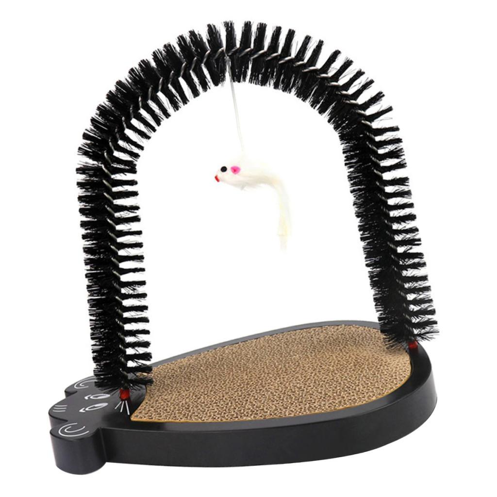 Cat Self Grooming Arch Massaging Comb Brush Scratching Pad Post Toy Black